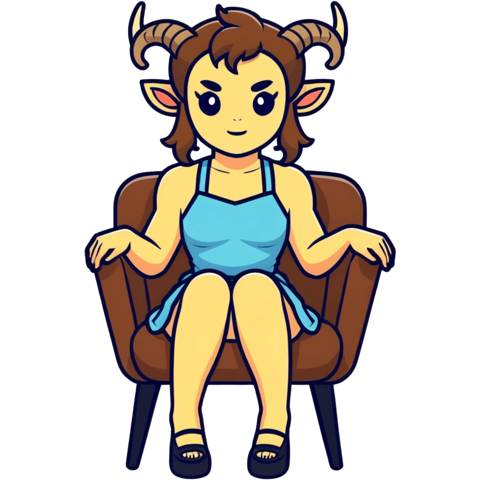 Satyr with mini skirt sitting in chair  emoji