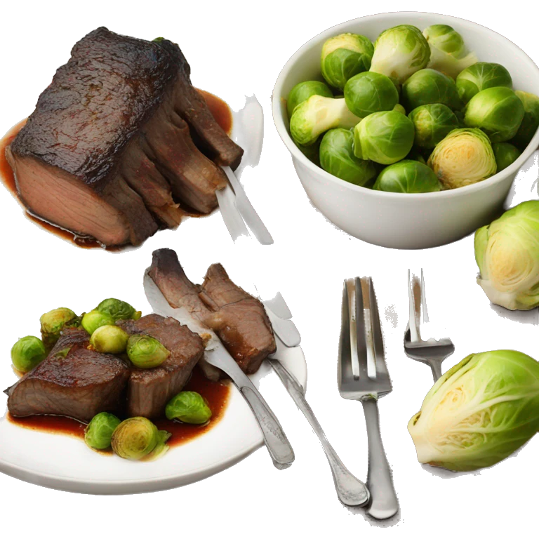 Short rib dinner with Brussel sprouts emoji