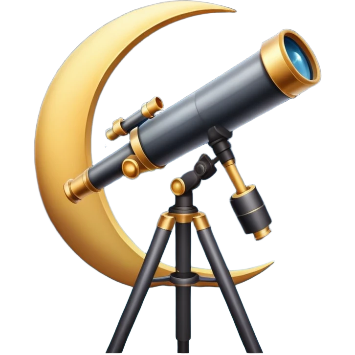 An icon featuring a telescope, stars, and a planet, symbolizing astronomy. The design includes a crescent moon, distant galaxies, and constellations, representing the study of space and celestial bodies. Transparent background highlights the exploration of the universe and cosmic phenomena. emoji