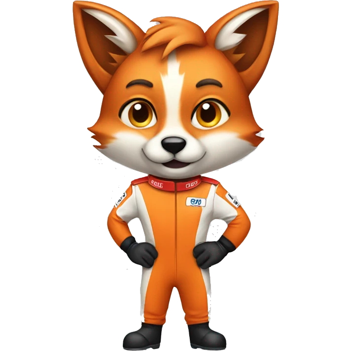 cartoon fox animal as a racing driver emoji