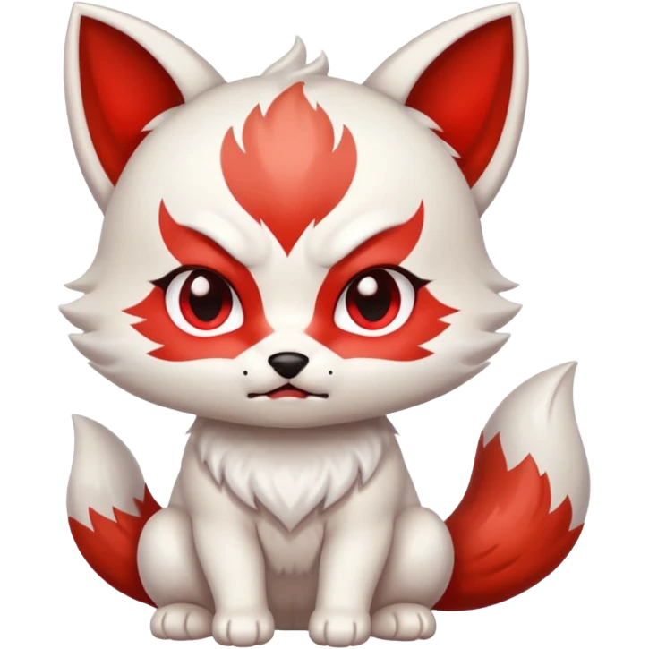 judging angry white with red marks Chibi baby cute kitsune   emoji
