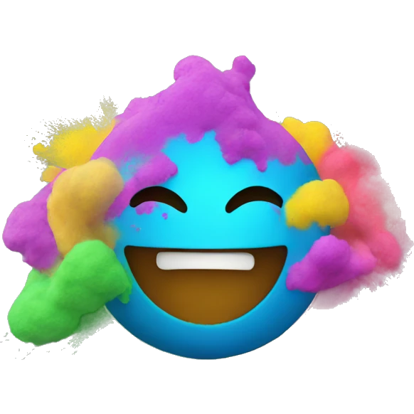 A smiley with Holi powder on their face emoji