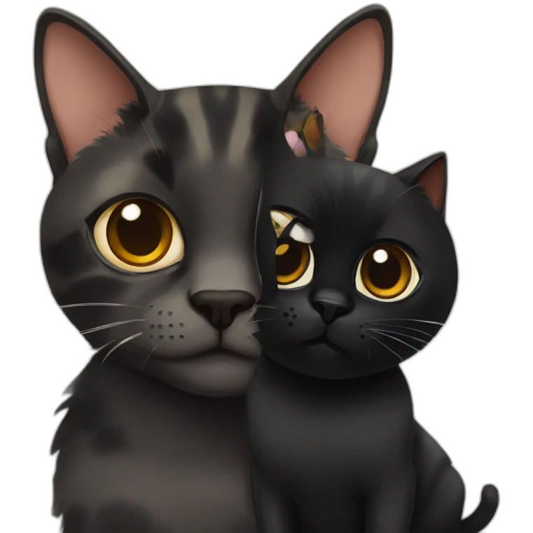 Tortie cat and black cat friends emoji