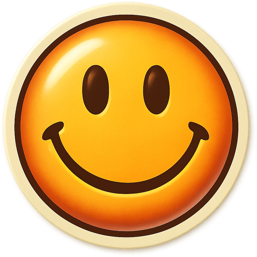 Remove the background and make it transparent, keep the emoji style and expression unchanged in retro stickers style. emoji