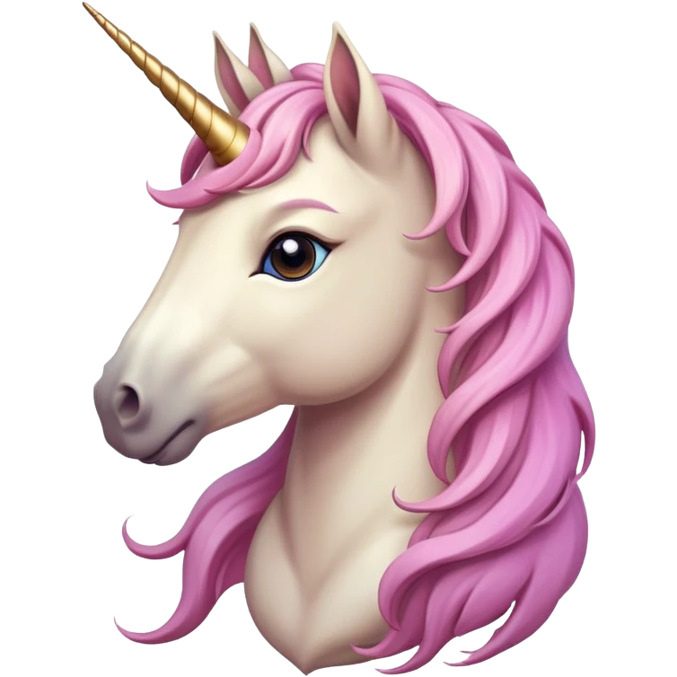 head of an anthropomorphised female unicorn horse, looking directly ahead, relaxed pose emoji