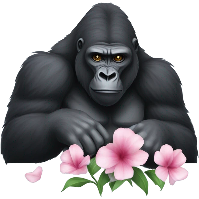 Gorilla holding a flower emoji