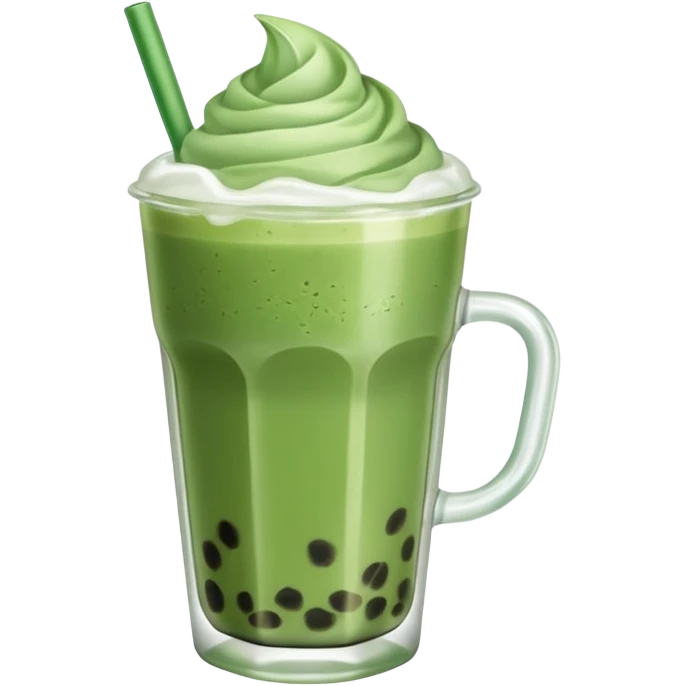 matcha latte with boba and ice emoji