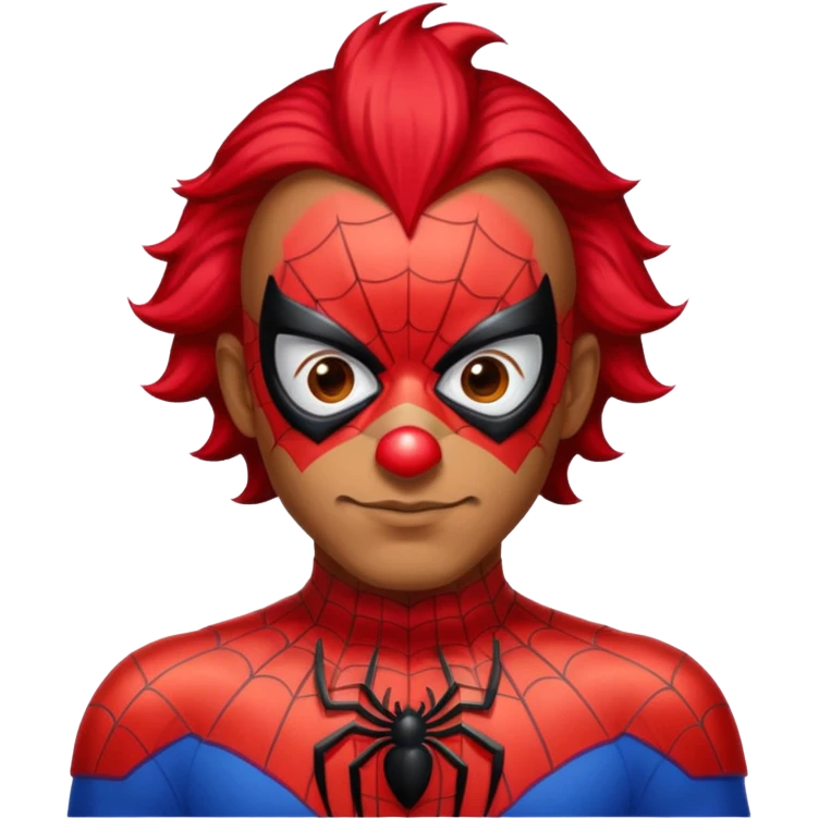 Create a man in a spider man costume with only clown nose emoji