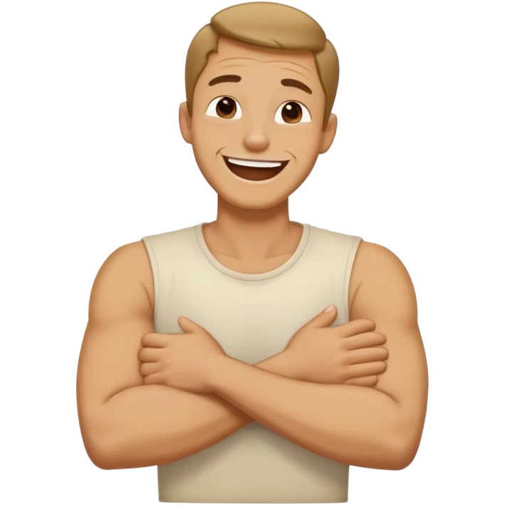 Arms crossed choking neck laughing guy￼￼ emoji