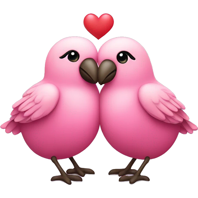 Two pink birds are hugging each other and are forming a heart shape expressing love and affection  emoji