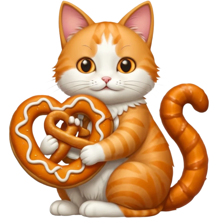 Hugging cat with pretzel emoji