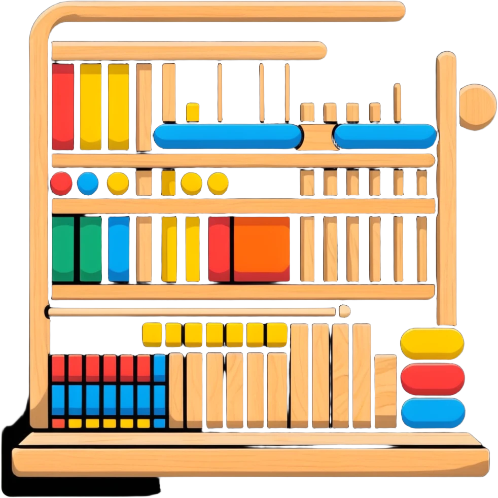 wooden montessori toys collection with puzzle, abacus, and shape sorter emoji