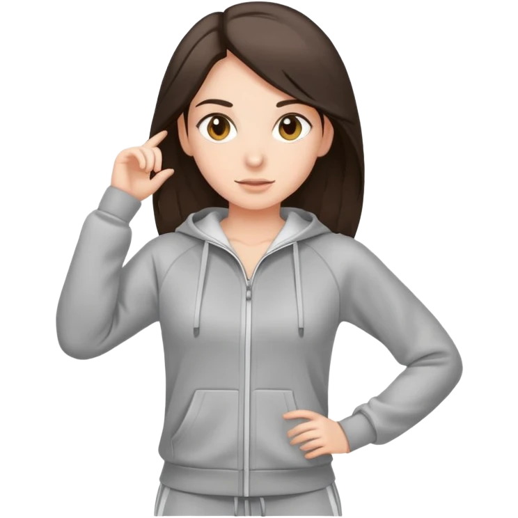 Brunette wearing gray tracksuit  emoji
