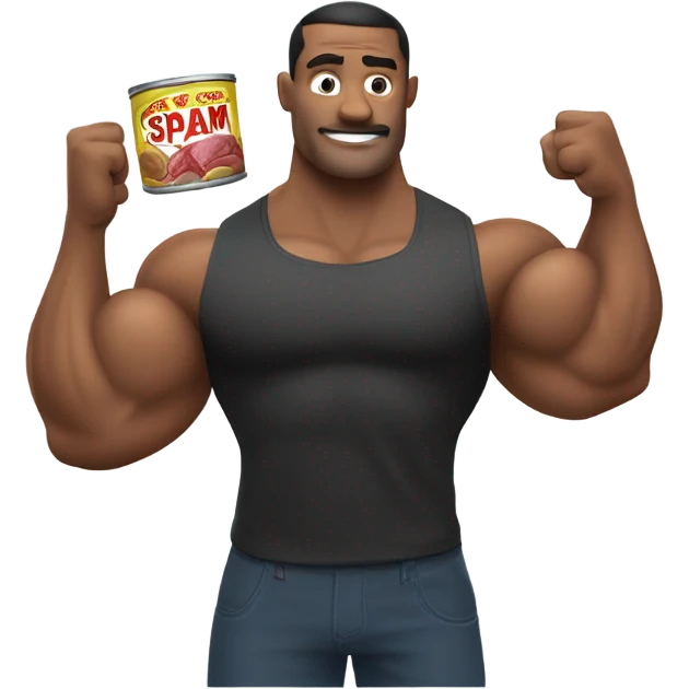 bicep flexing holding can of spam, show the whole can emoji