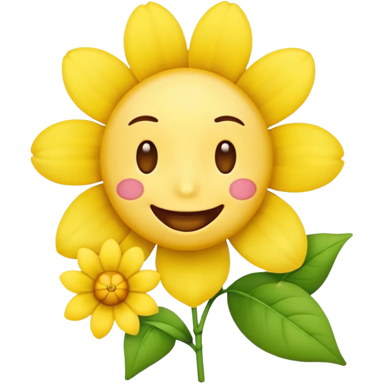 a yellow emoji hoalding a flower in is moutgh emoji