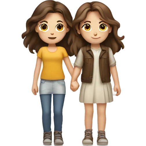 two girls and one guy holding hands white skin, brown eyes, brown hair emoji