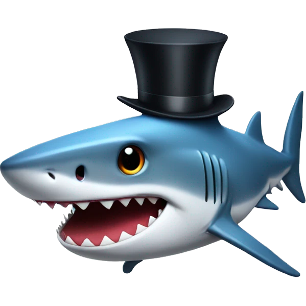Shark with a top hat emoji