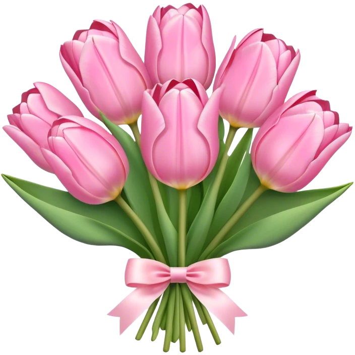 Pastel pink tulip bouquet with bow emoji