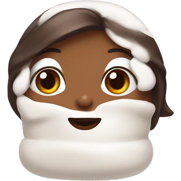 Girlwit marshmallow on her face emoji