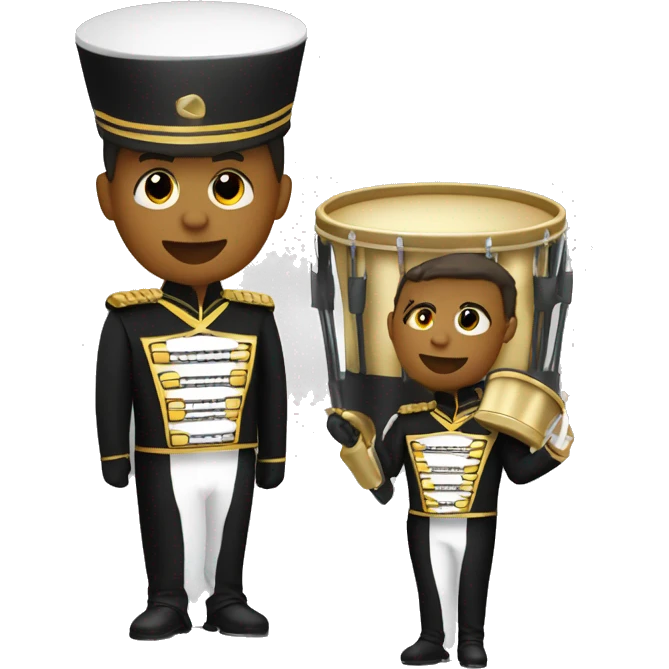 A marching band drum major in a black and gold uniform  emoji