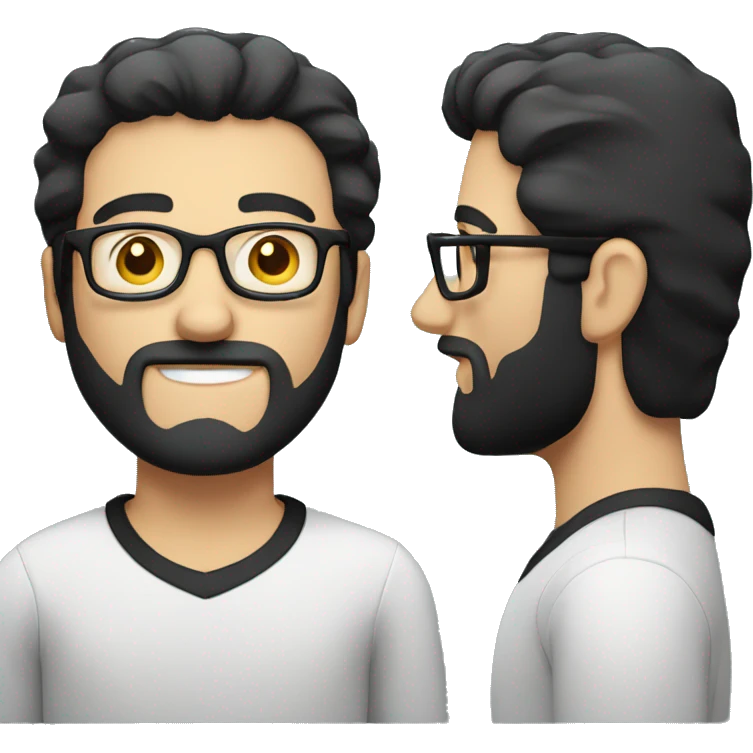 Tall white man with black hair a short beard wearing glasses emoji