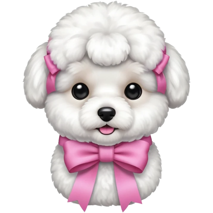 Bichon with pink ribbon emoji