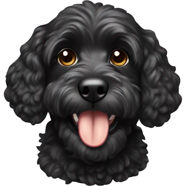 Black cockapoo with old boot in mouth emoji