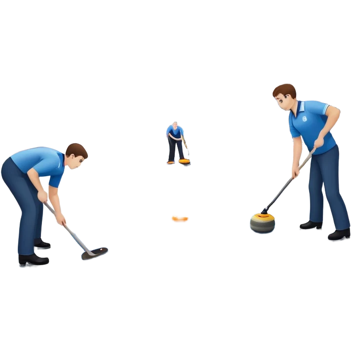 An icon showing a curling match on an indoor ice stadium, with a polished curling stone gliding toward the target and players sweeping. Spectators watch from stands, and flags hang above the rink. Transparent background highlights strategy and focus in the sport of curling. emoji