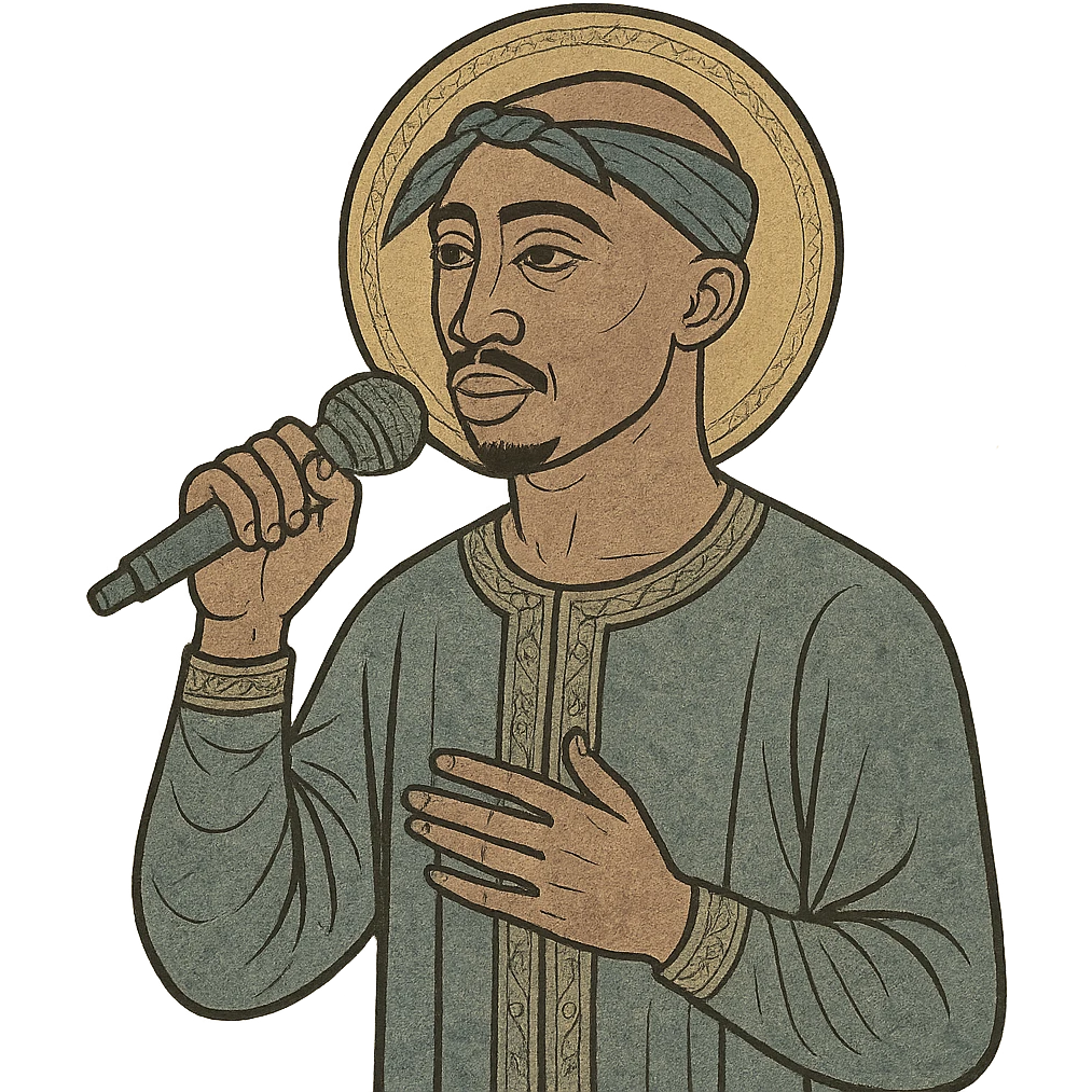 2Pac rapper holding a microphone emoji