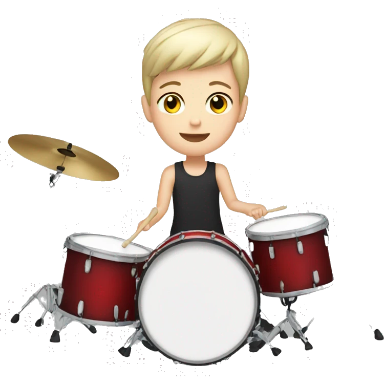 teenager with white skin and short hair playing drums emoji