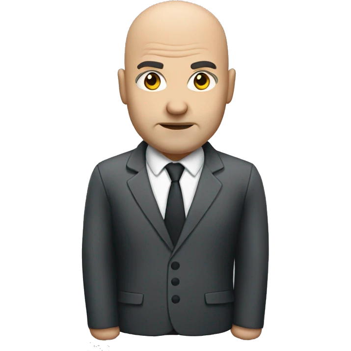 serious looking bald manager with light face and grey eyebrows emoji