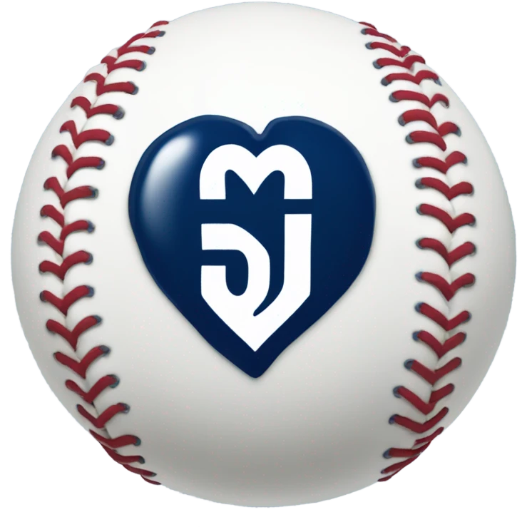Baseball heart with navy Blue N on it emoji