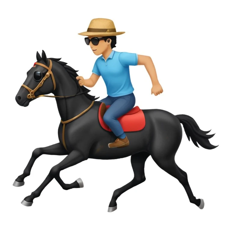 black horse chasing a running man emoji