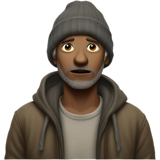 Homeless man with hands out emoji