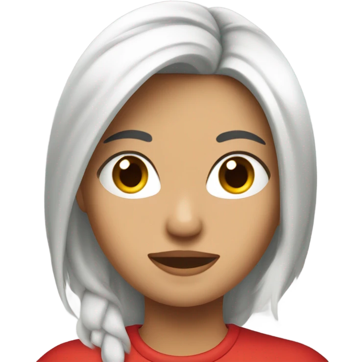 Chica blanca pecosa cabello rojo largo alta enojada emoji