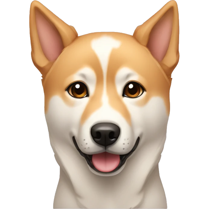 jindo dog with asymmetrical coloring and no eyebrows emoji