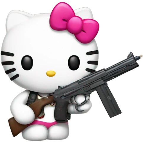 Hello kitty whit a gun  emoji