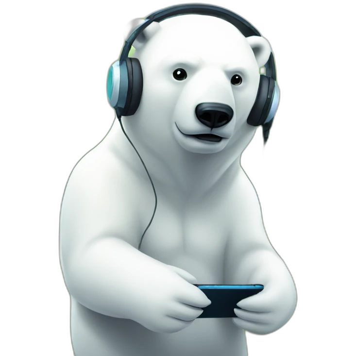 polar bear in a park listening music with headphones emoji