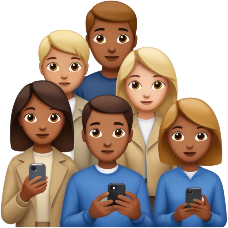 people searching something with iphone and people around emoji