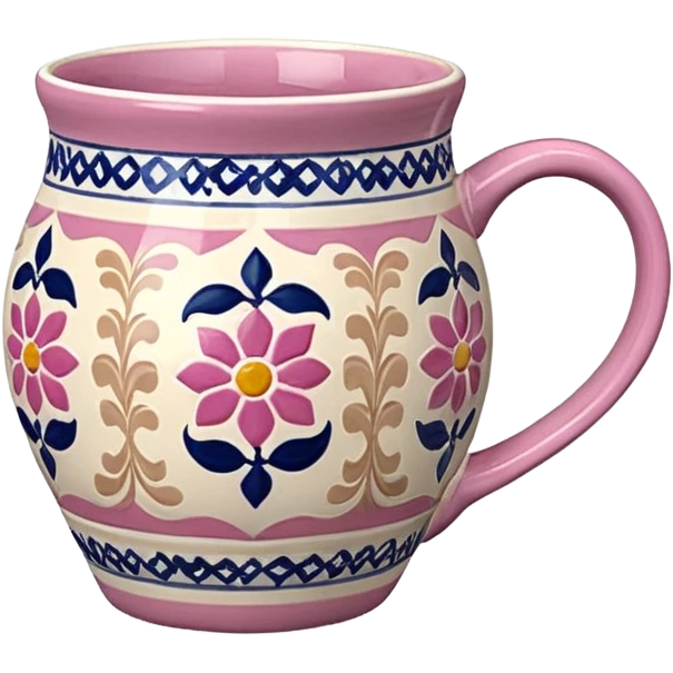 Pink white & beige Talavera mug emoji