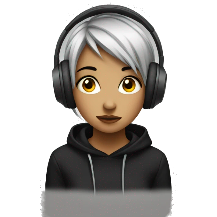emo girl listening to music emoji