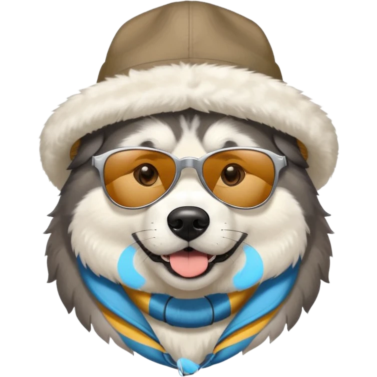 Alaskan Malamute dog, park, people emoji