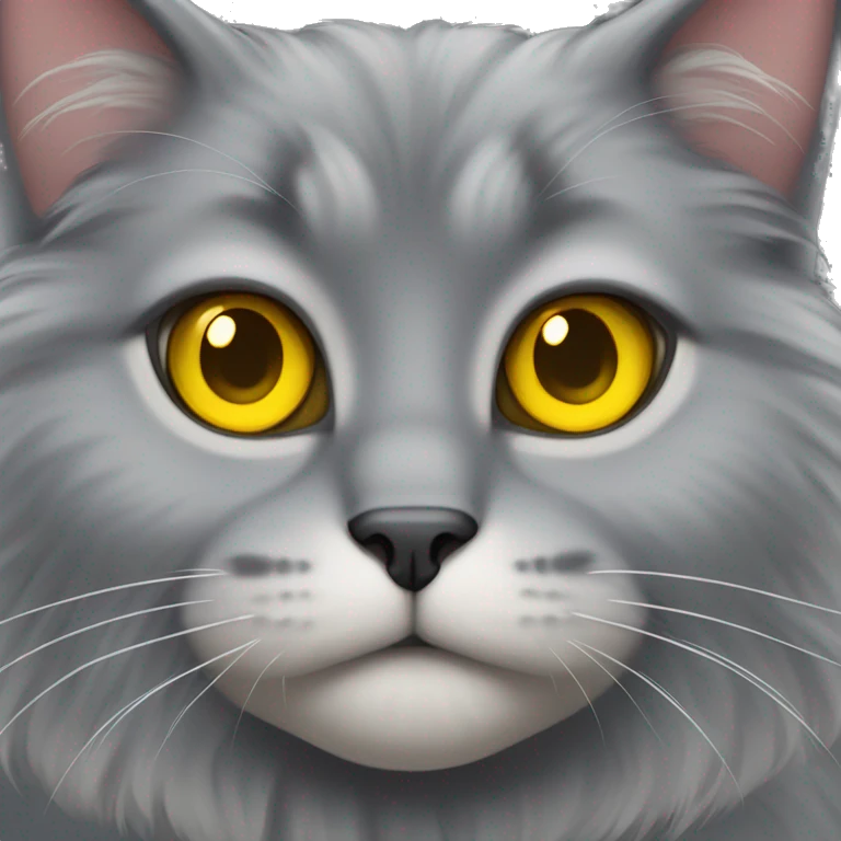 gray fluffy cat with yellow eyes emoji