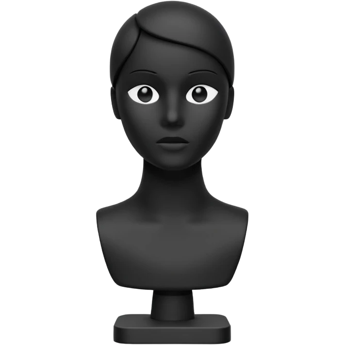 Minimalistic flat vector icon, iOS style, thin black contour on white background. Matte black mannequin in front of in 3D monochrome style. skulpt emoji