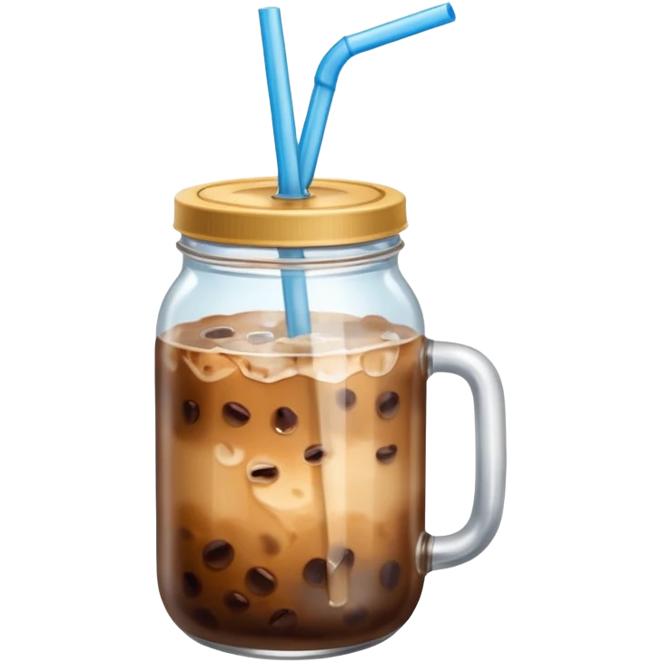 Glass jar Iced coffee with lid and straw emoji