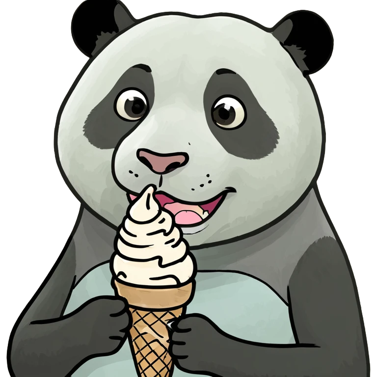 Panda eating ice cream emoji