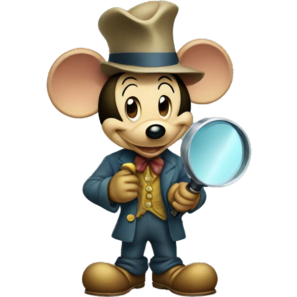 mickey mouse detective holding a magnifying glass emoji