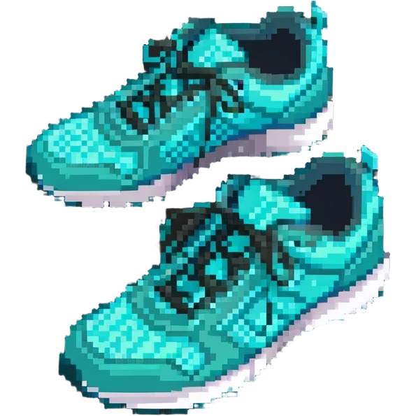 turquoise running shoes, athletic footwear, blue-green sneakers emoji