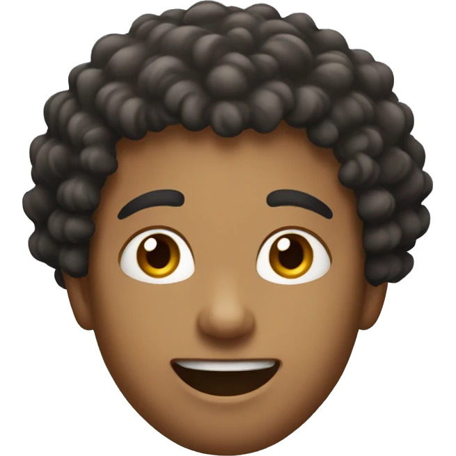 Mixed man curly hair mewing emoji