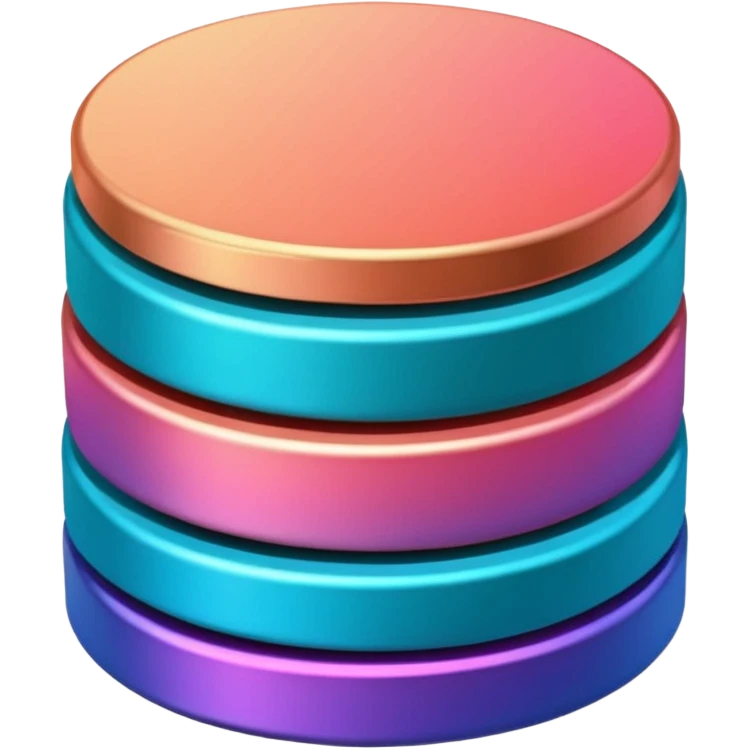 Stack of coins in gradient of turquoise, blue, pink, purple, and coral color emoji